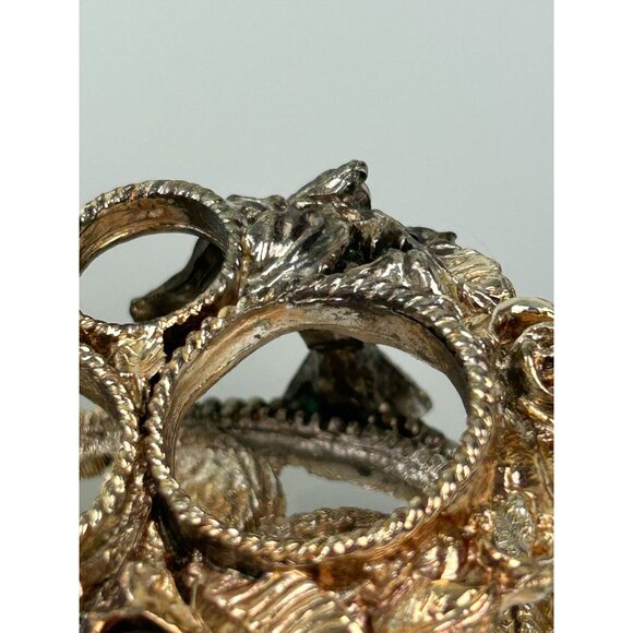 VTG 1950s Ormolu Filigree Lipstick Makeup Holder 9-Slot Rose Hollywood Regency - Picture 7 of 16